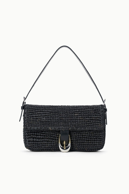Harlow Raffia Bag Black | STAUD Classic