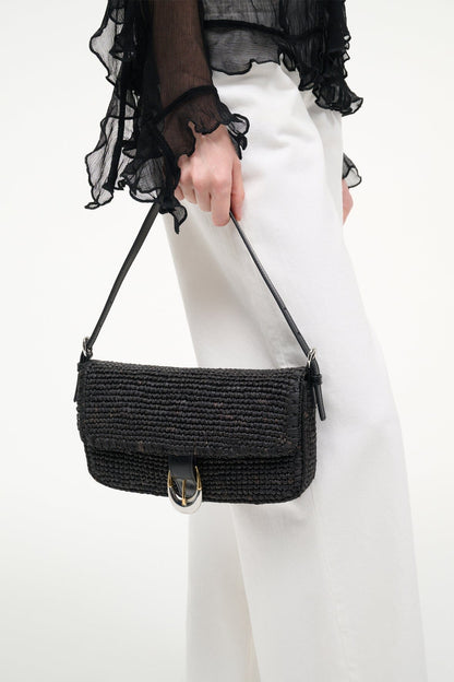 Harlow Raffia Bag Black | STAUD Classic