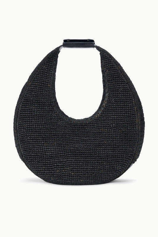 Large Raffia Moon Tote Bag Black | STAUD Discount