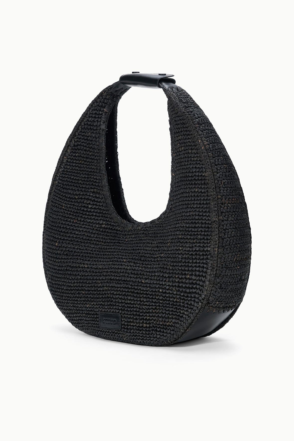 Large Raffia Moon Tote Bag Black | STAUD Discount