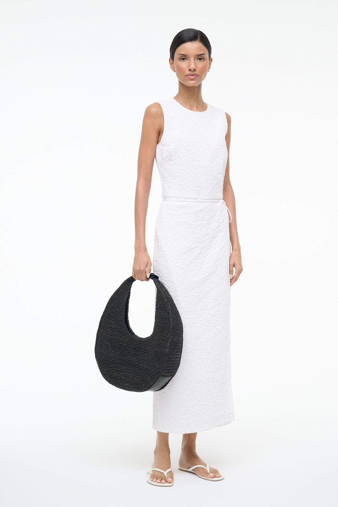Large Raffia Moon Tote Bag Black | STAUD Discount