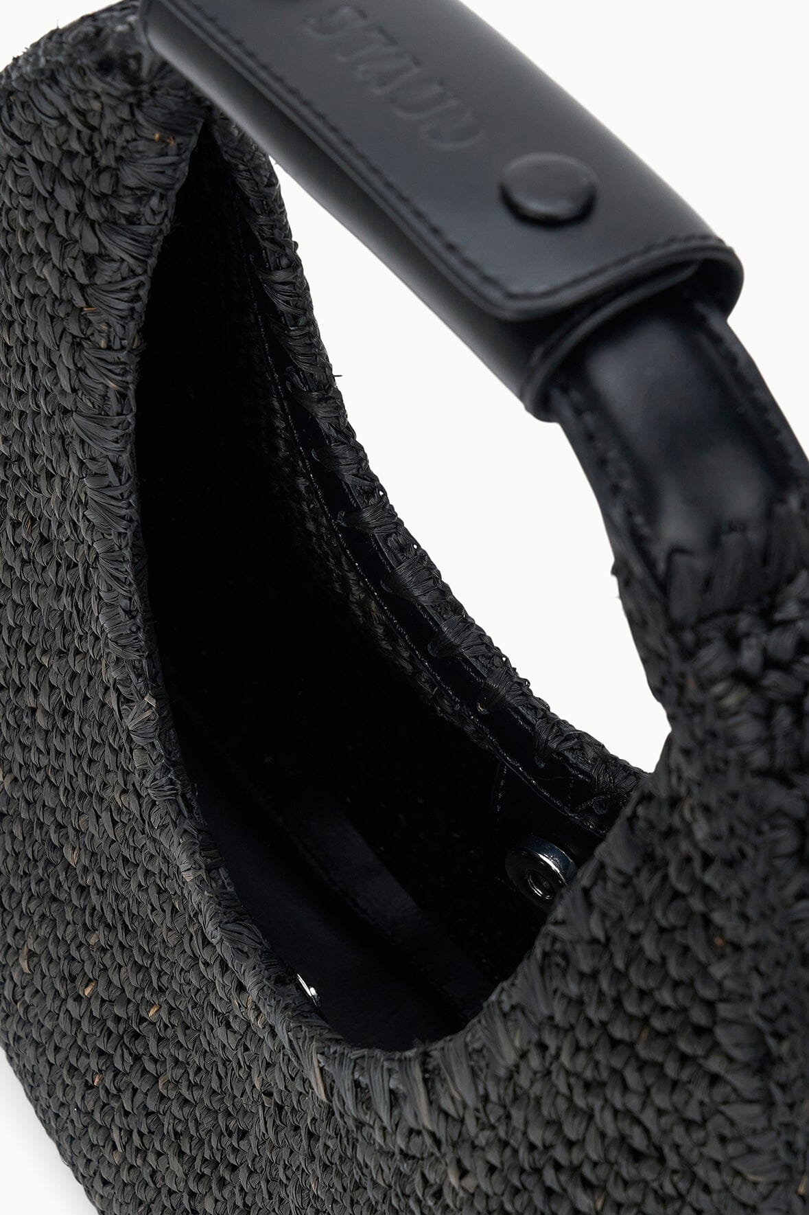 Moon Raffia Tote Bag Black | STAUD Essential