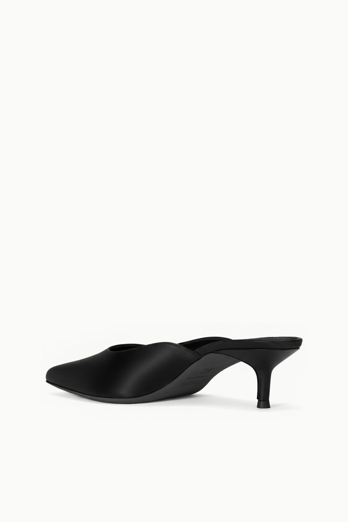 Sebastian Kitten Heel Mule Black Satin | STAUD New