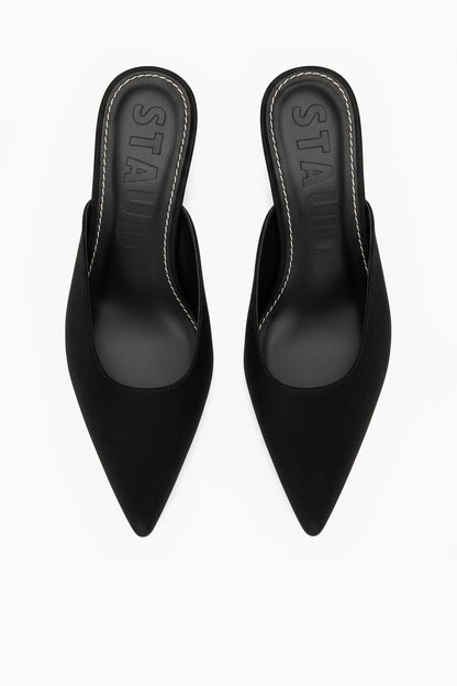 Sebastian Kitten Heel Mule Black Satin | STAUD New