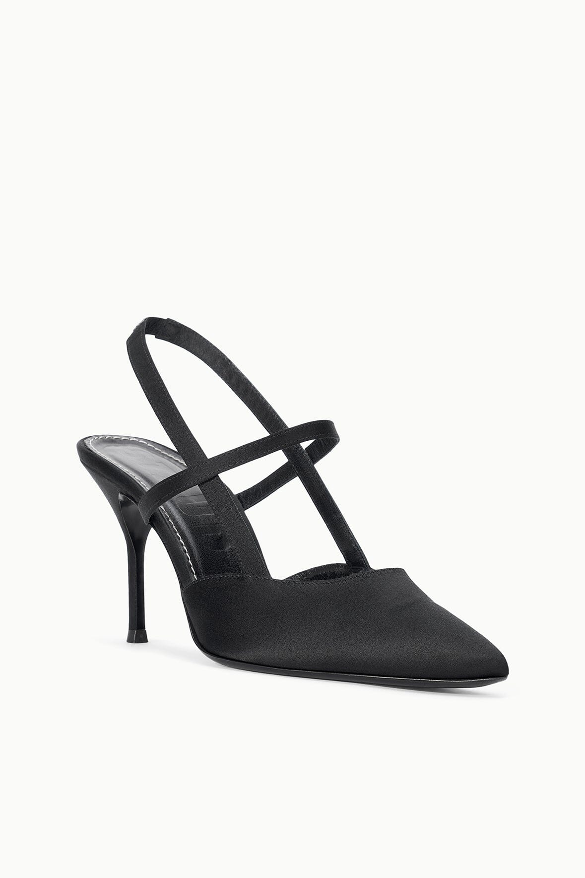 Sebastian High Heel Slingback Black Satin | STAUD Sale