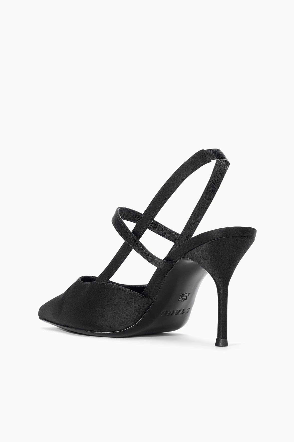 Sebastian High Heel Slingback Black Satin | STAUD Sale