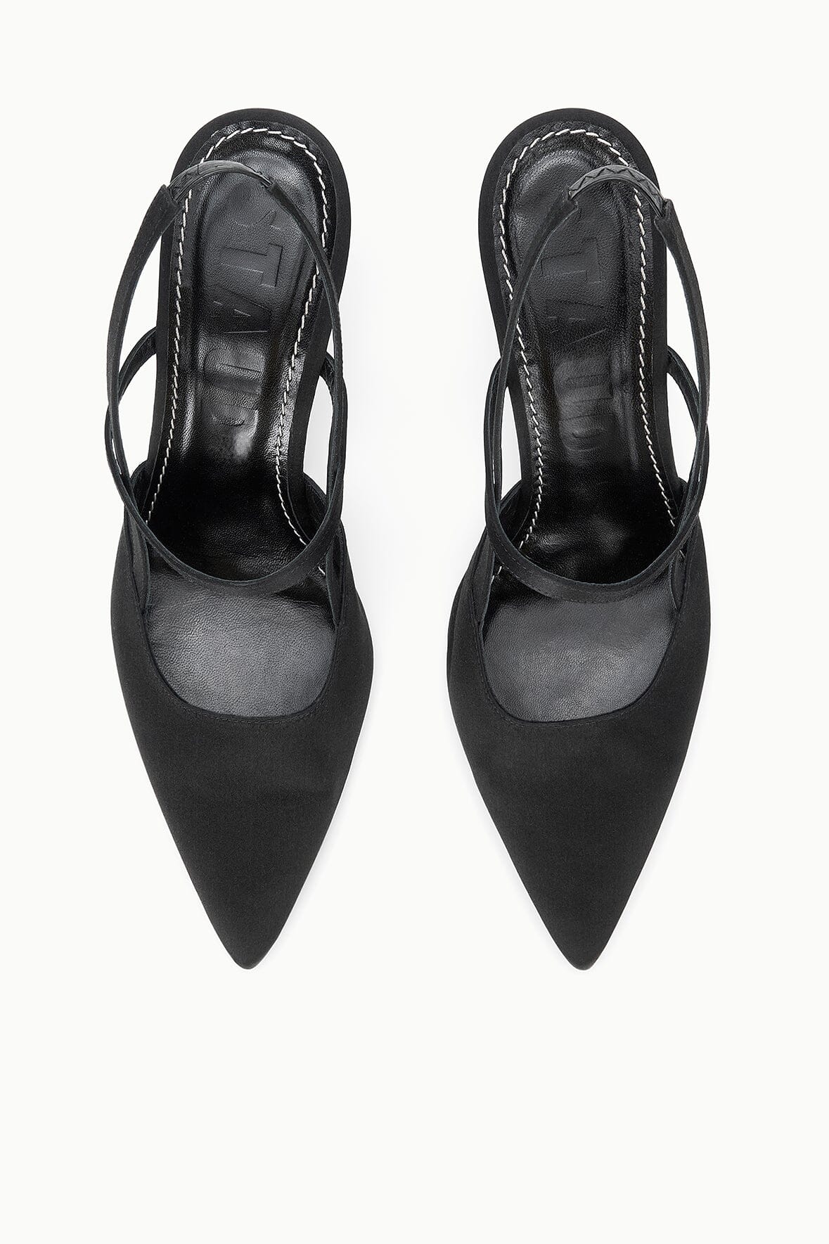 Sebastian High Heel Slingback Black Satin | STAUD Sale