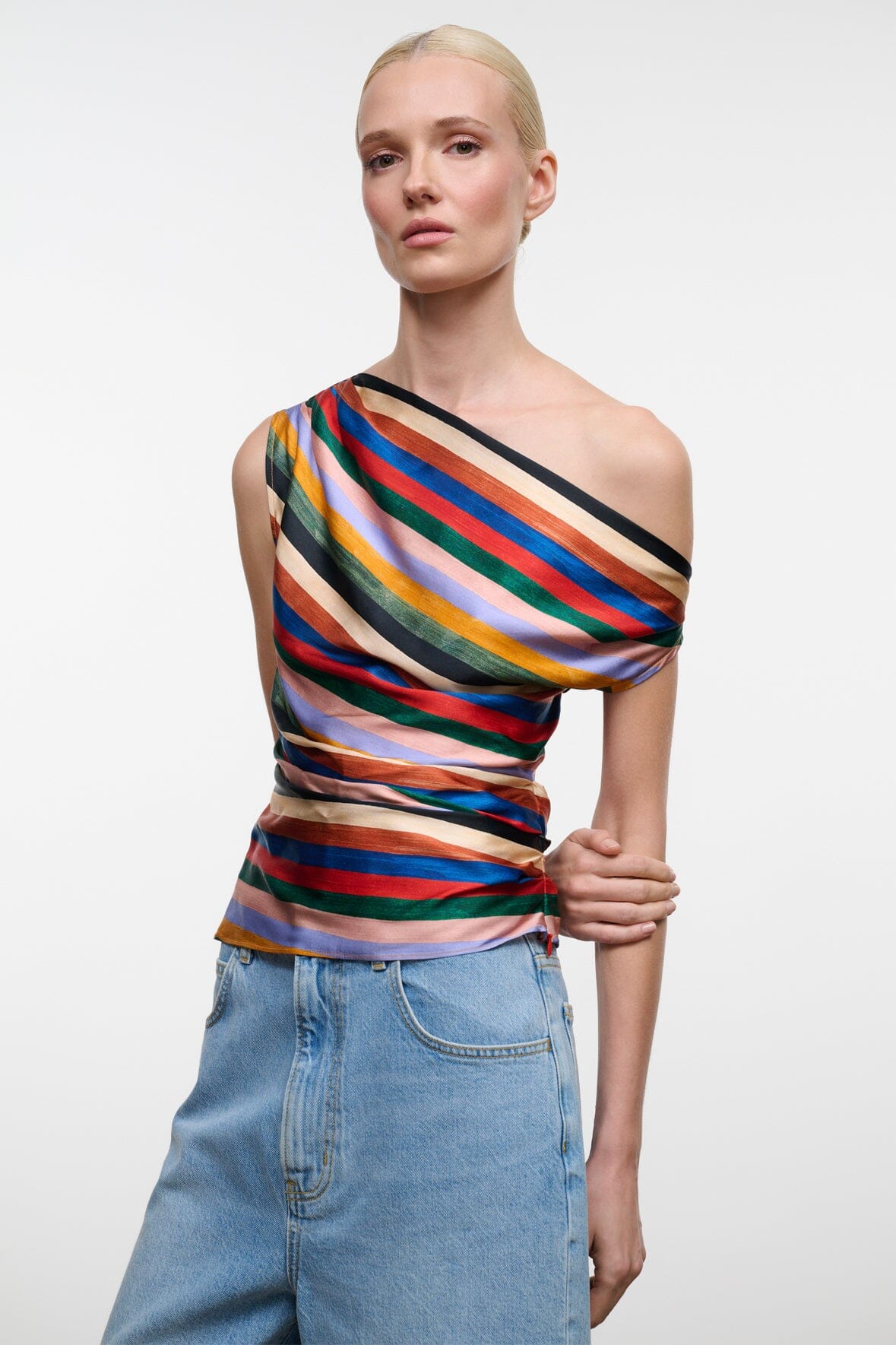 Phare Silk Top Artist Stripe | STAUD Deals