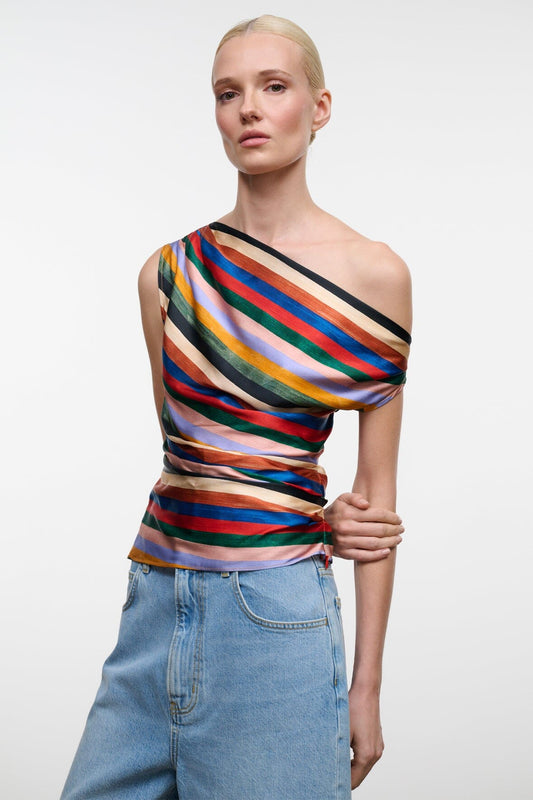 Phare Silk Top Artist Stripe | STAUD Deals