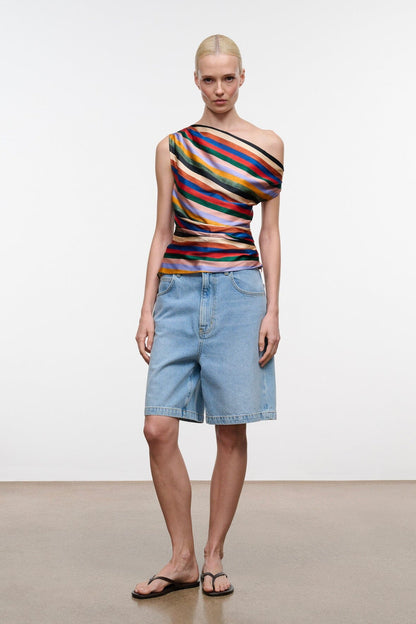 Phare Silk Top Artist Stripe | STAUD Deals