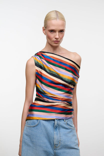 Phare Silk Top Artist Stripe | STAUD Deals