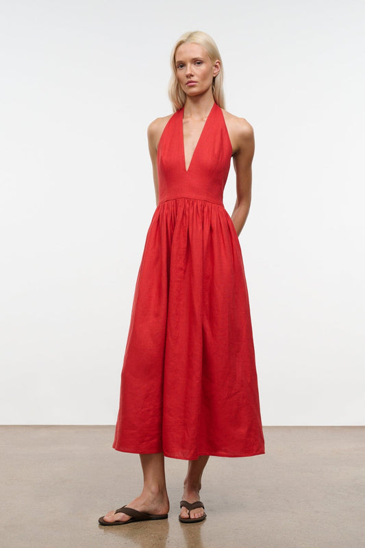 Grazia Linen Dress Tomato | STAUD Hot Sale