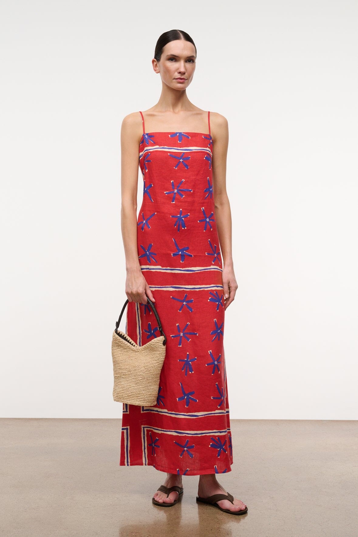 Laura Linen Dress Painted Foulard | STAUD Everyday