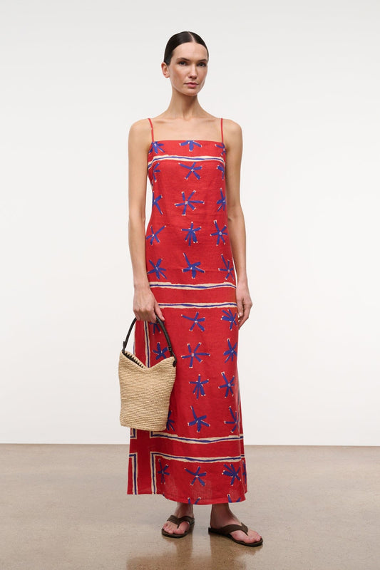 Laura Linen Dress Painted Foulard | STAUD Everyday