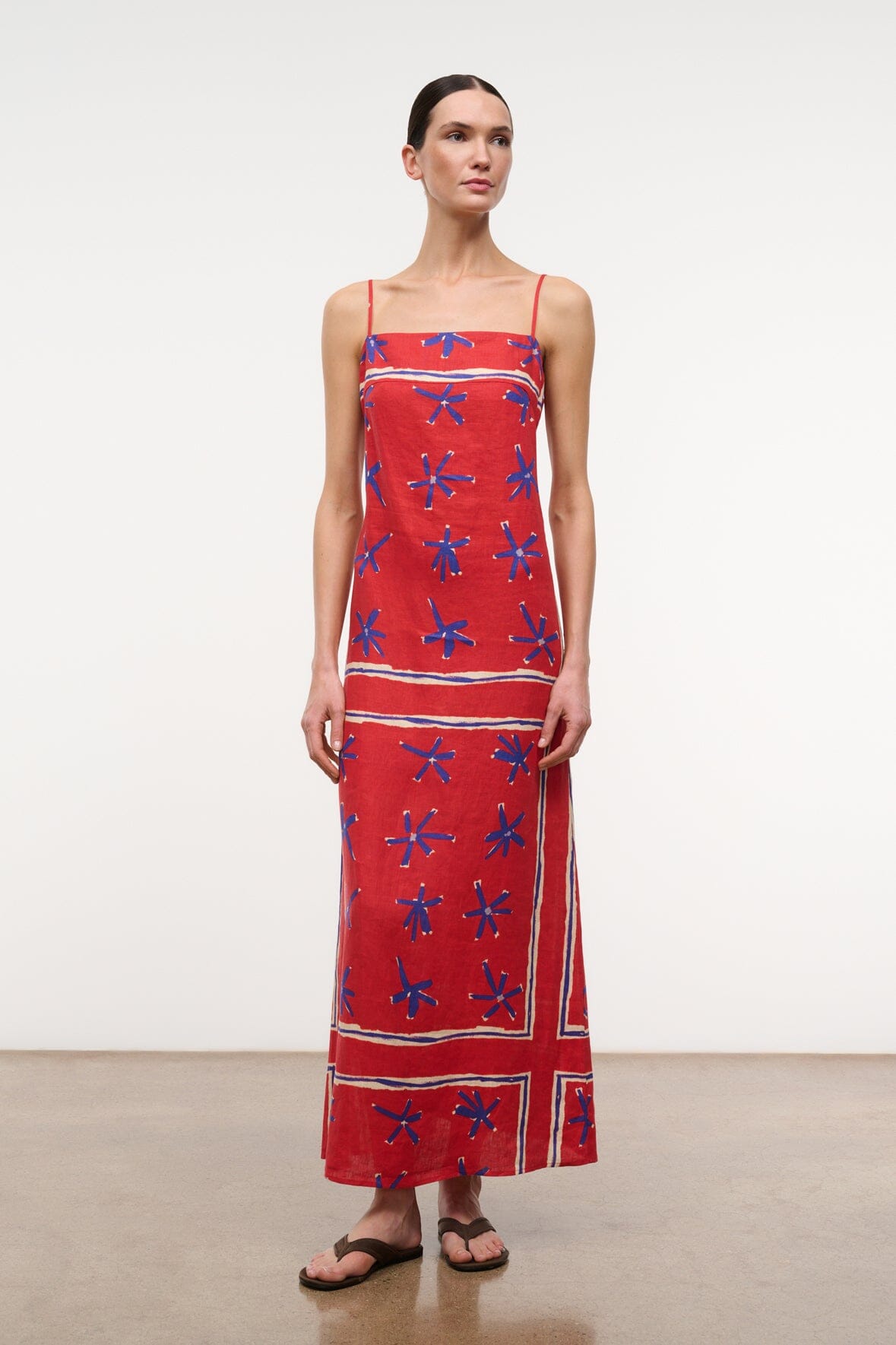 Laura Linen Dress Painted Foulard | STAUD Everyday