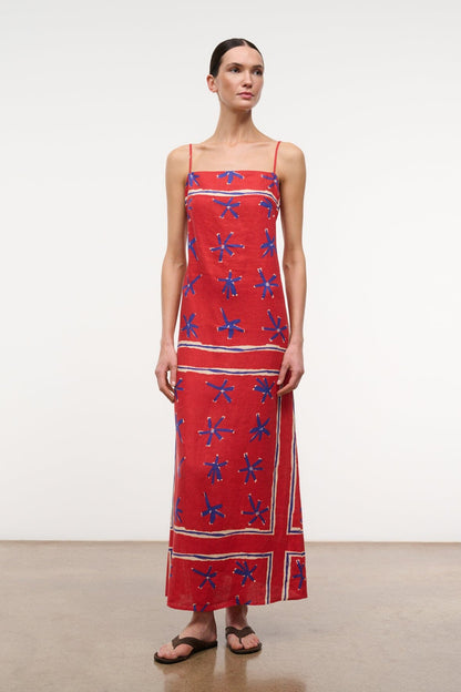Laura Linen Dress Painted Foulard | STAUD Everyday