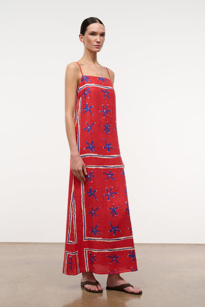 Laura Linen Dress Painted Foulard | STAUD Everyday