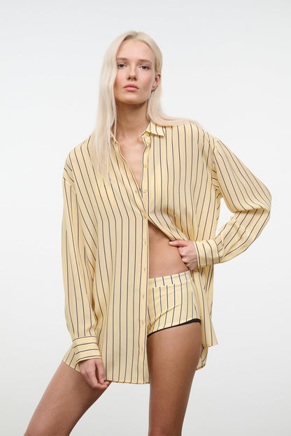Nolan Silk Shirt Monday Stripe | STAUD Essential