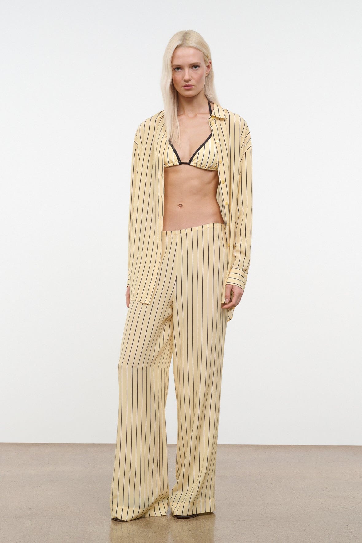Nolan Silk Shirt Monday Stripe | STAUD Essential