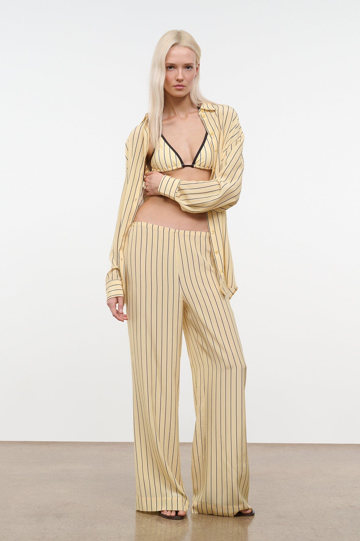 Nolan Silk Shirt Monday Stripe | STAUD Essential