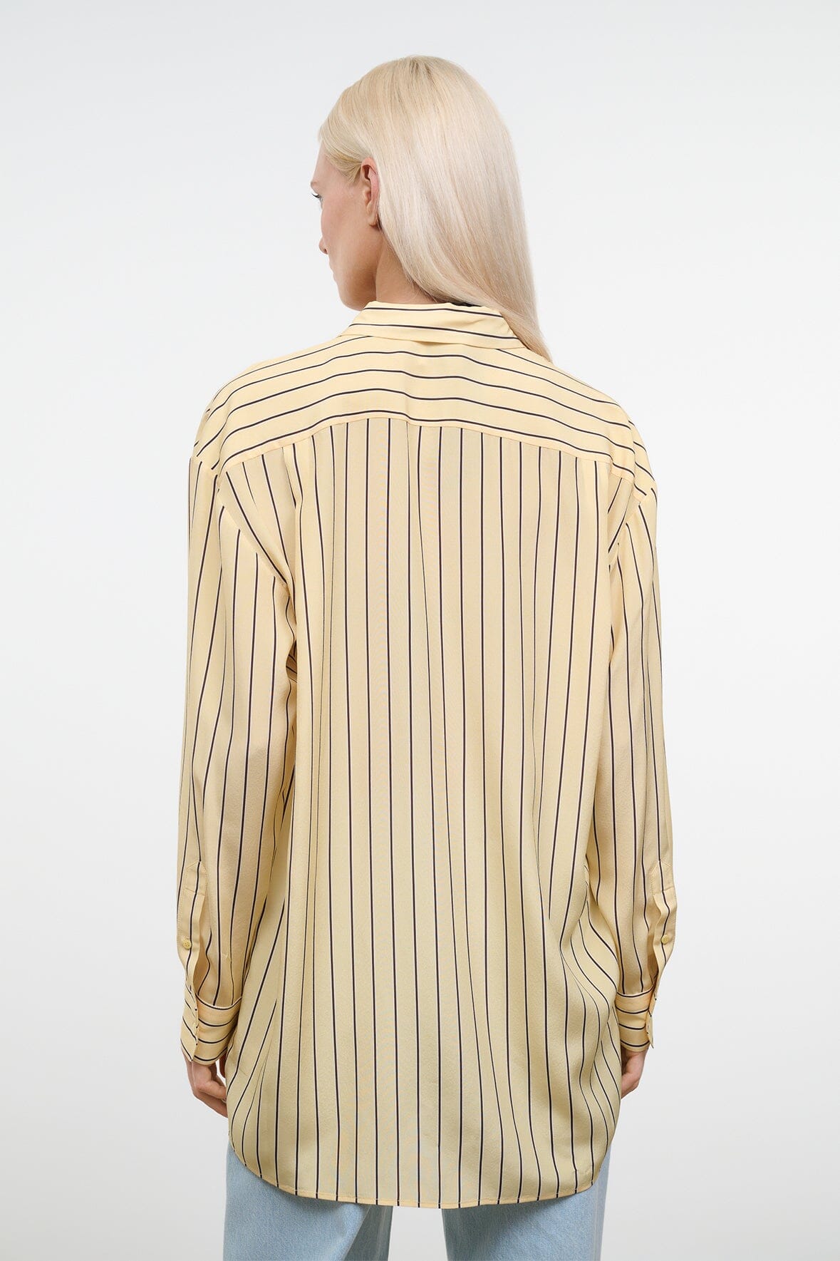 Nolan Silk Shirt Monday Stripe | STAUD Essential