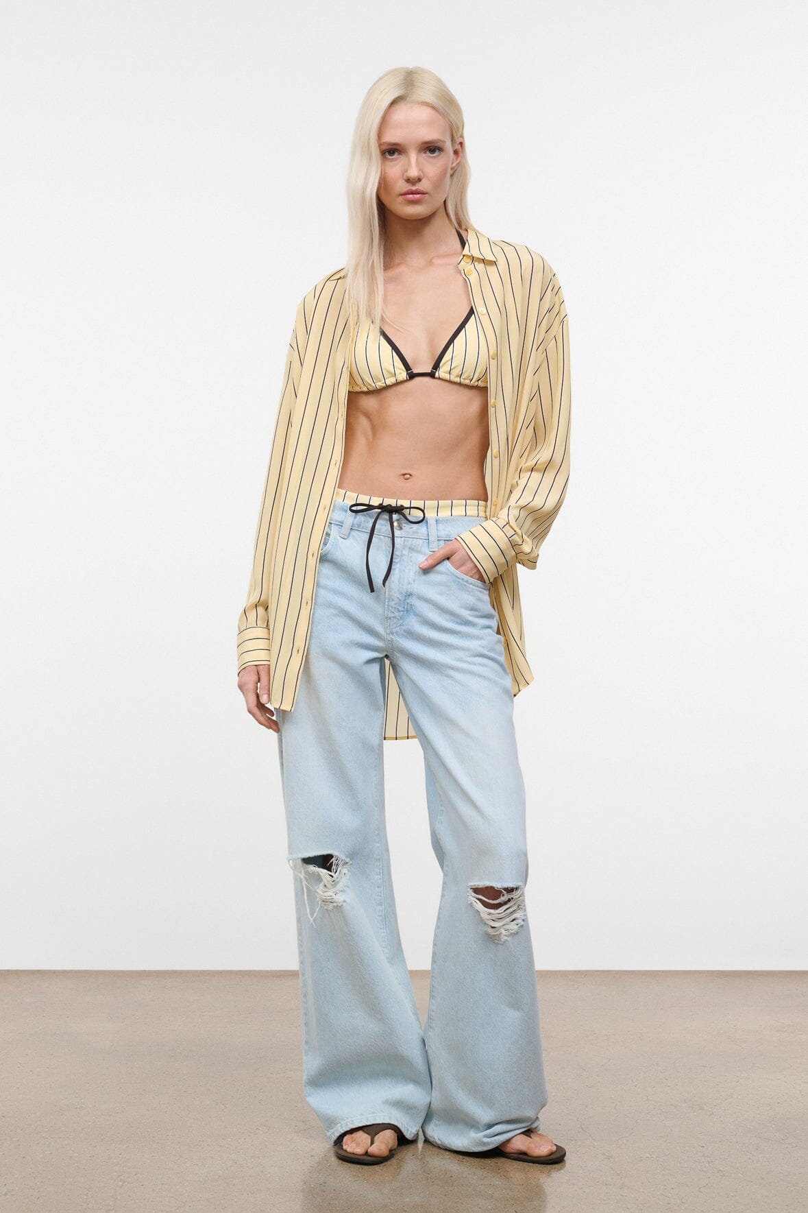 Nolan Silk Shirt Monday Stripe | STAUD Essential