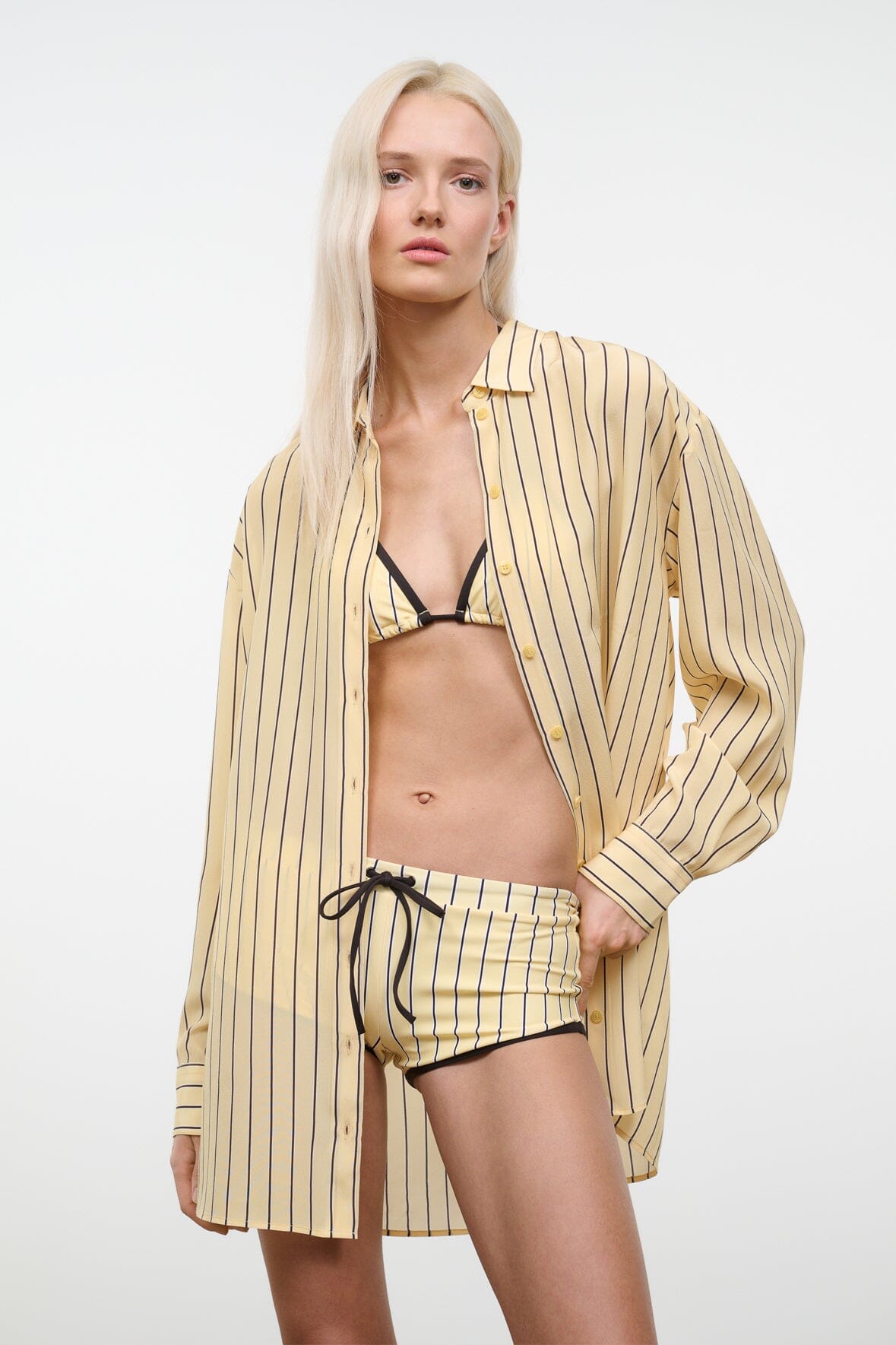 Nolan Silk Shirt Monday Stripe | STAUD Essential