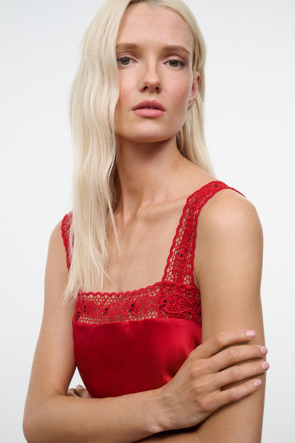 Veronica Silk Top Tomato | STAUD Signature