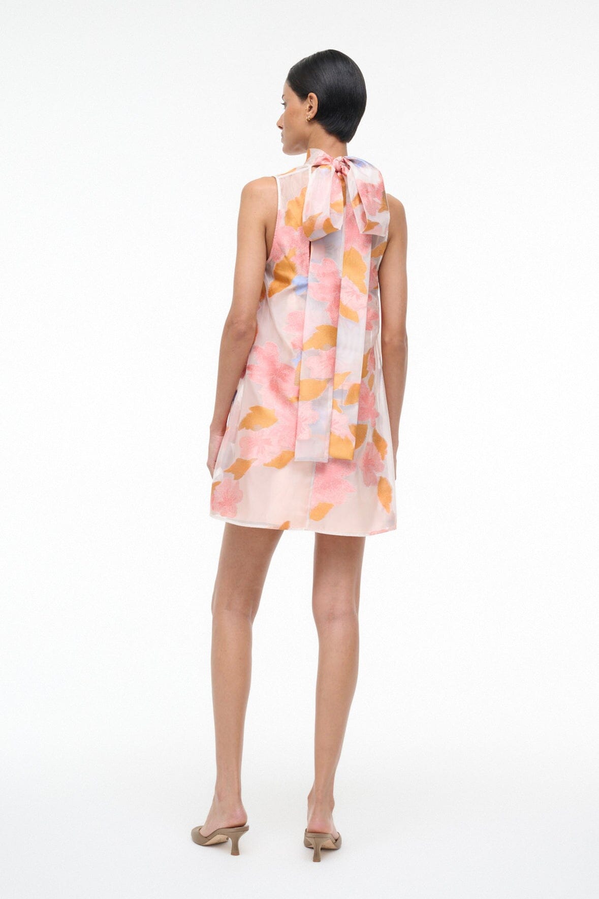 Albee Mini Dress: Sheer Floral Organza With High Neck | STAUD Sale