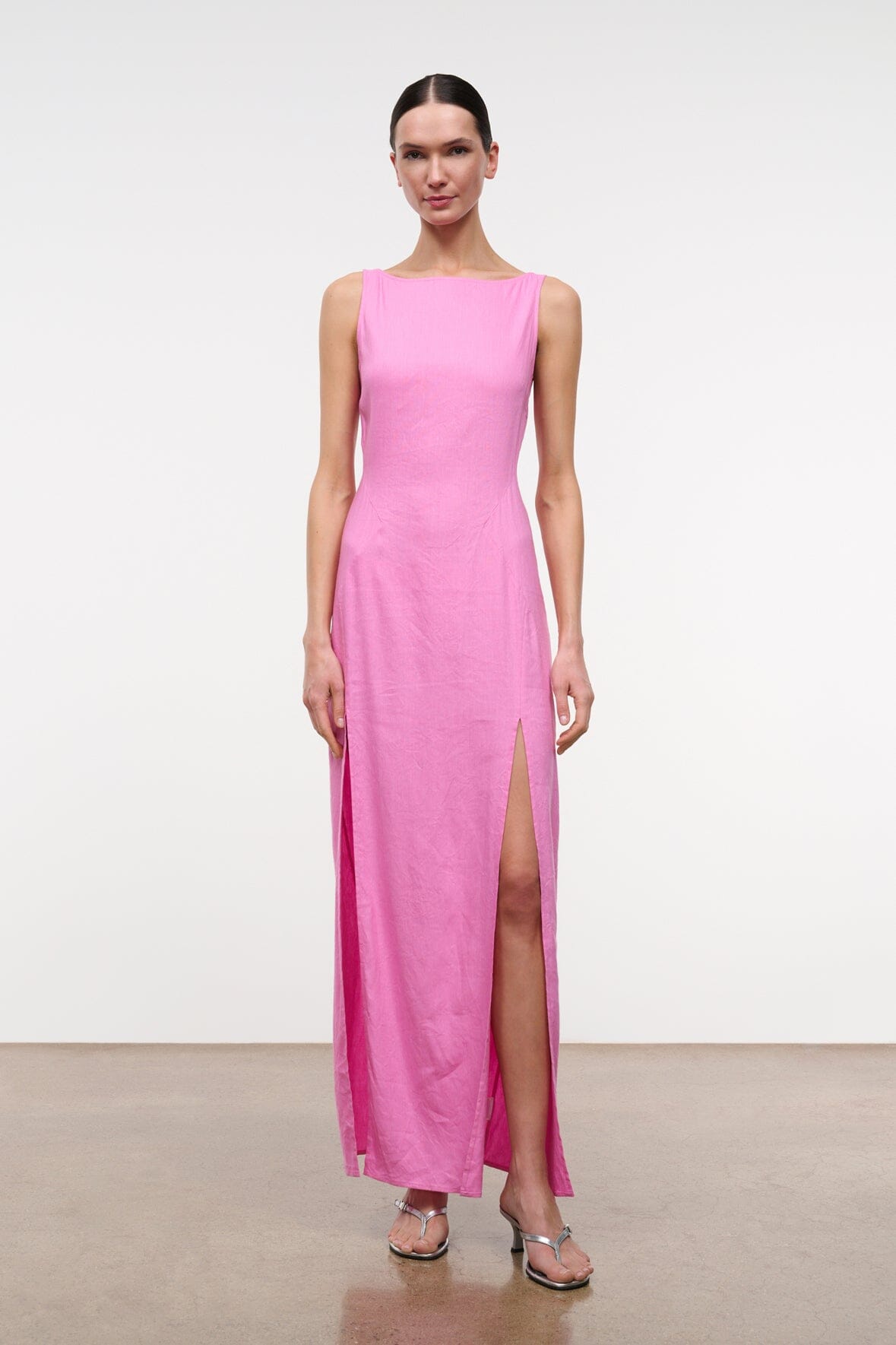 Costa Linen Dress Orchid | STAUD Great Value