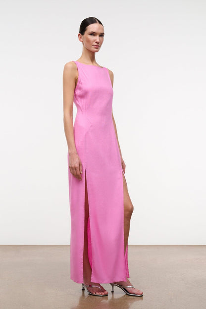 Costa Linen Dress Orchid | STAUD Great Value