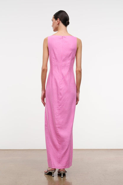 Costa Linen Dress Orchid | STAUD Great Value