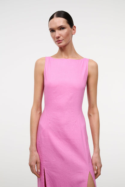 Costa Linen Dress Orchid | STAUD Great Value