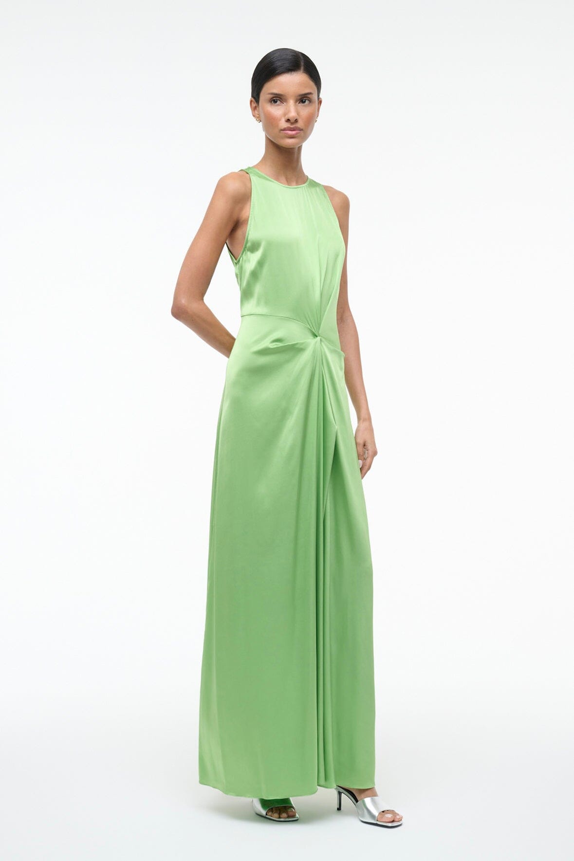 Jaelyn Silk Dress Sprout | STAUD Featured