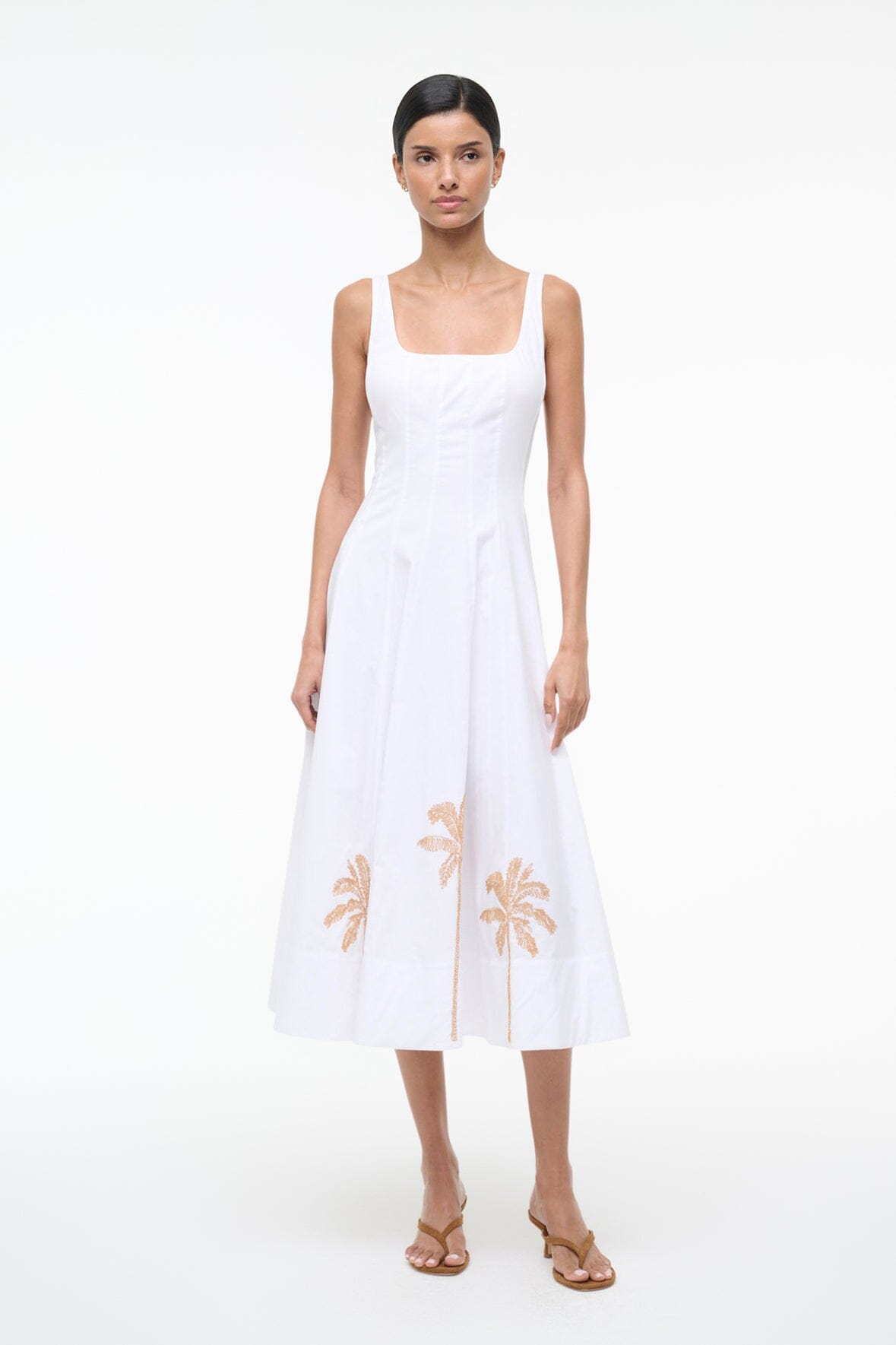 Wells Dress White Embroidery 1 | STAUD Premium