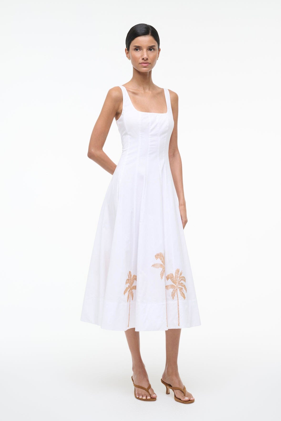 Wells Dress White Embroidery 1 | STAUD Premium
