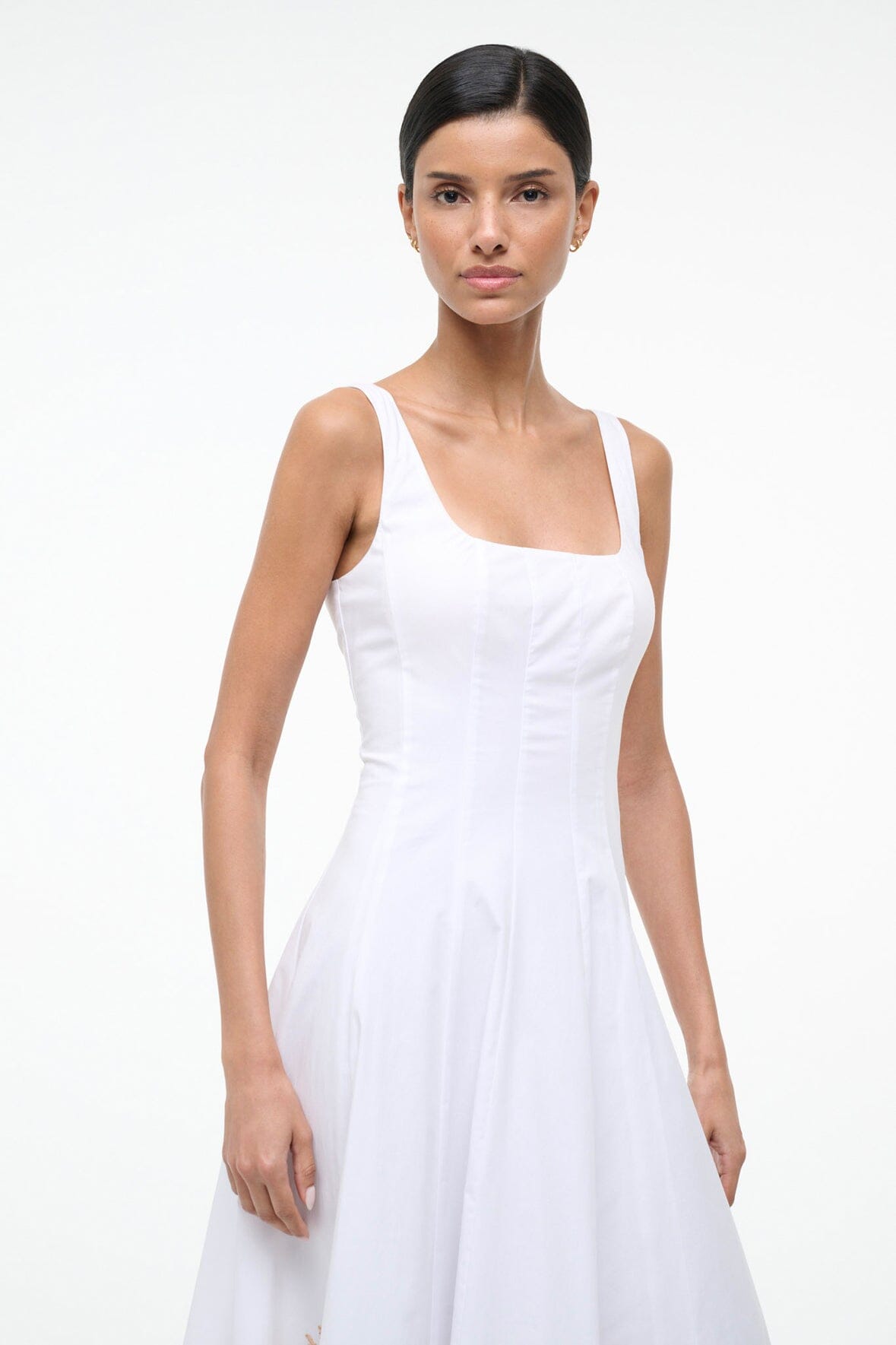 Wells Dress White Embroidery 1 | STAUD Premium