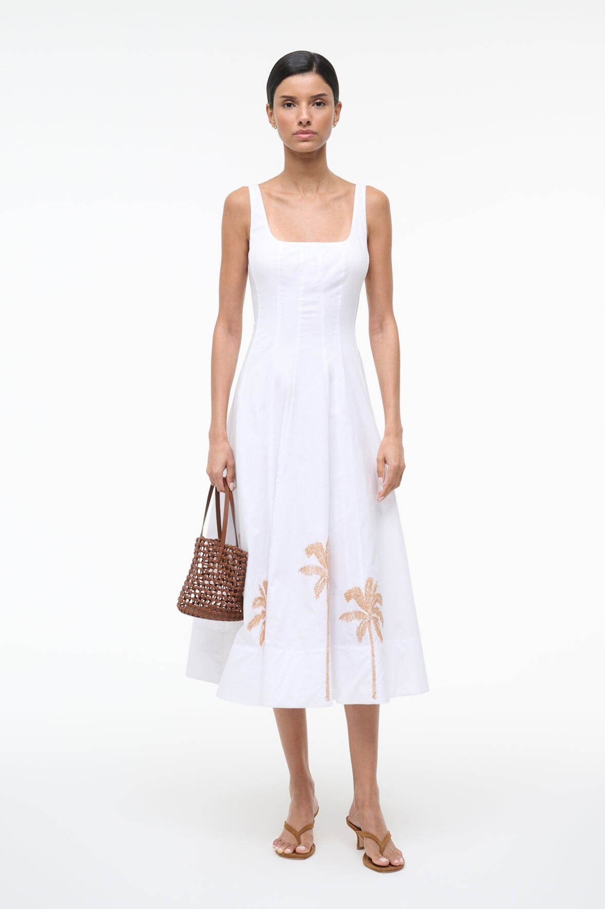 Wells Dress White Embroidery 1 | STAUD Premium