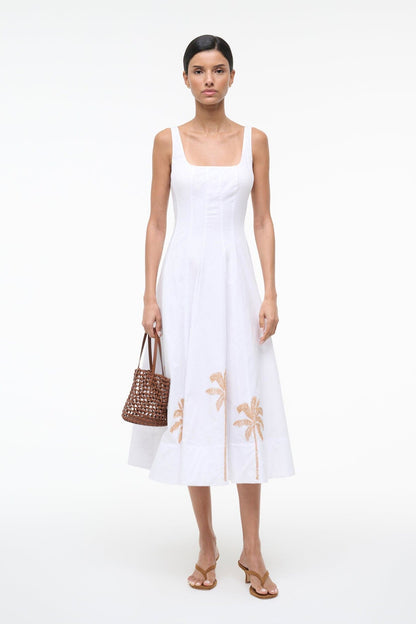 Wells Dress White Embroidery 1 | STAUD Premium