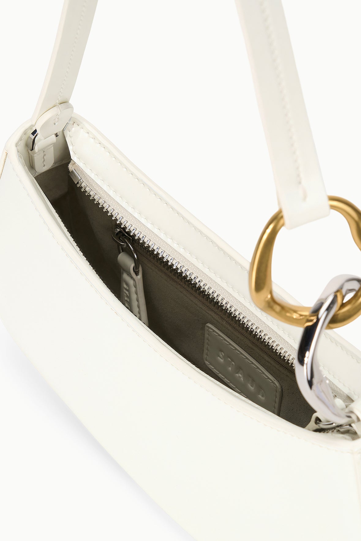 Ollie Bag Paper White Leather Mini Shoulder Bag - Staud | STAUD Great Value