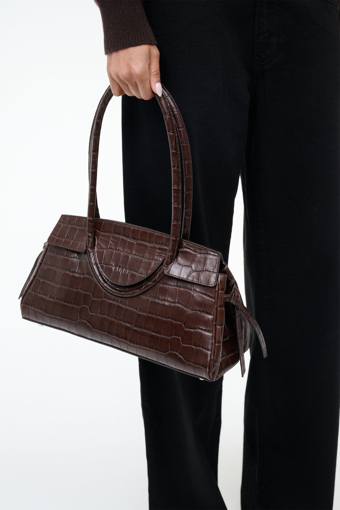 Maude Shoulder Bag Espresso Croco | STAUD Classic