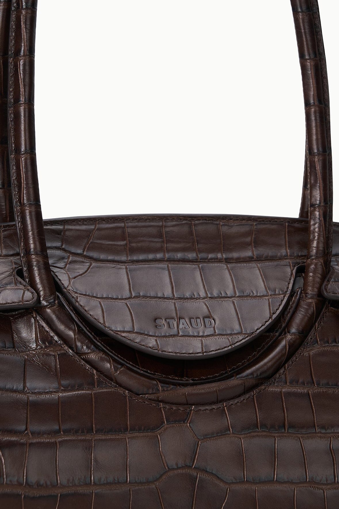 Maude Shoulder Bag Espresso Croco | STAUD Classic