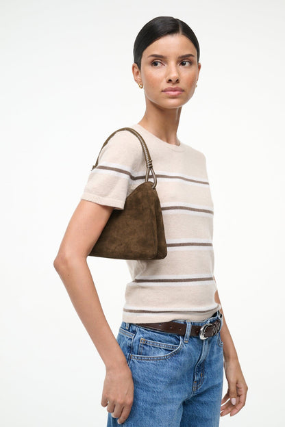 Valerie Shoulder Bag Truffle Suede | STAUD Top Pick