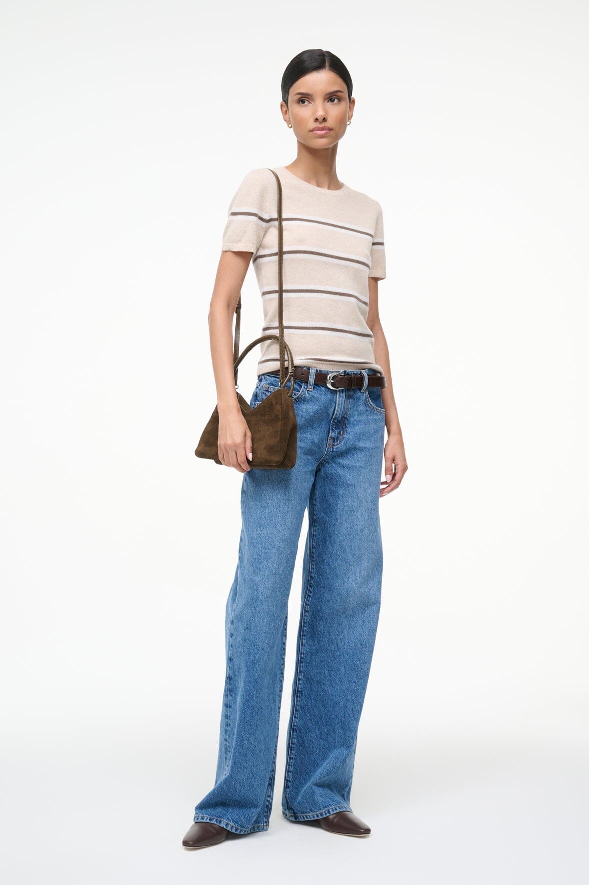 Valerie Shoulder Bag Truffle Suede | STAUD Top Pick