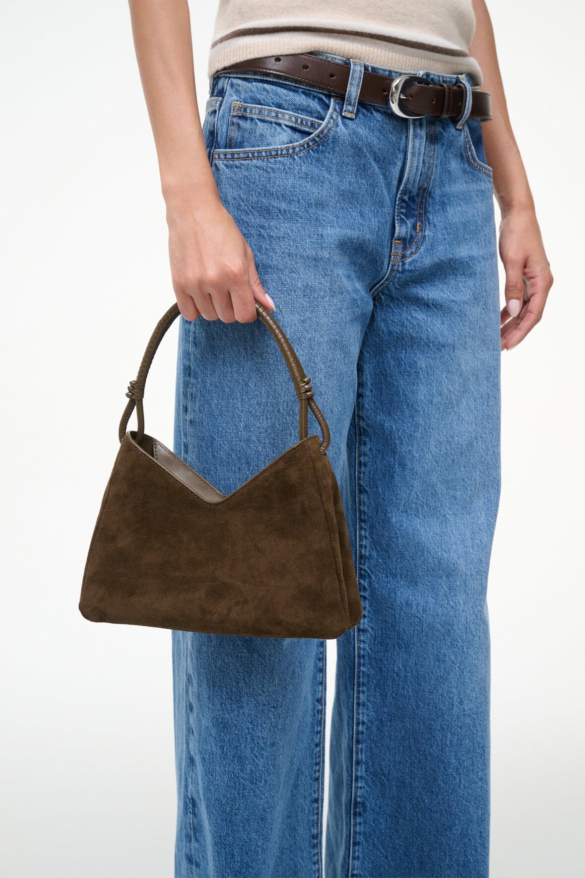 Valerie Shoulder Bag Truffle Suede | STAUD Top Pick