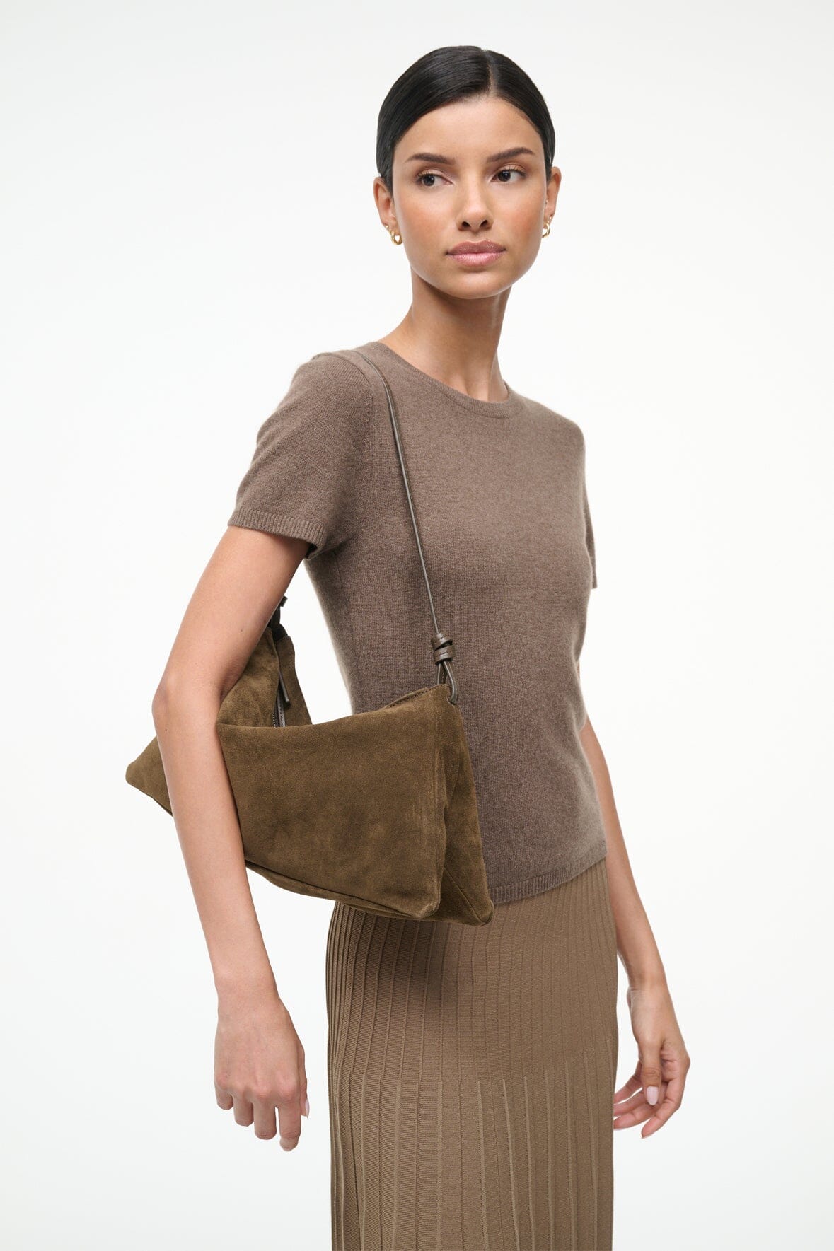 Wally Shoulder Bag Truffle Suede | STAUD Latest