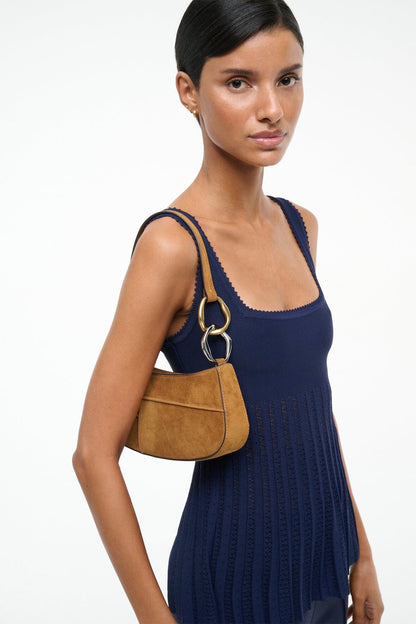 Ollie Bag Tan Patchwork Suede Mini Shoulder Bag - Staud | STAUD Essential