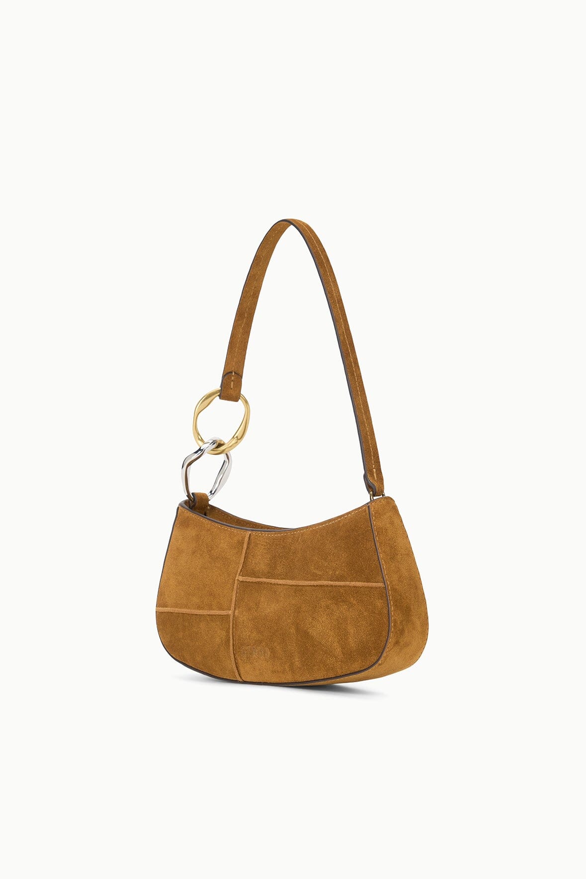 Ollie Bag Tan Patchwork Suede Mini Shoulder Bag - Staud | STAUD Essential