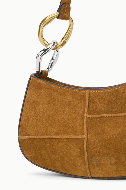 Ollie Bag Tan Patchwork Suede Mini Shoulder Bag - Staud | STAUD Essential