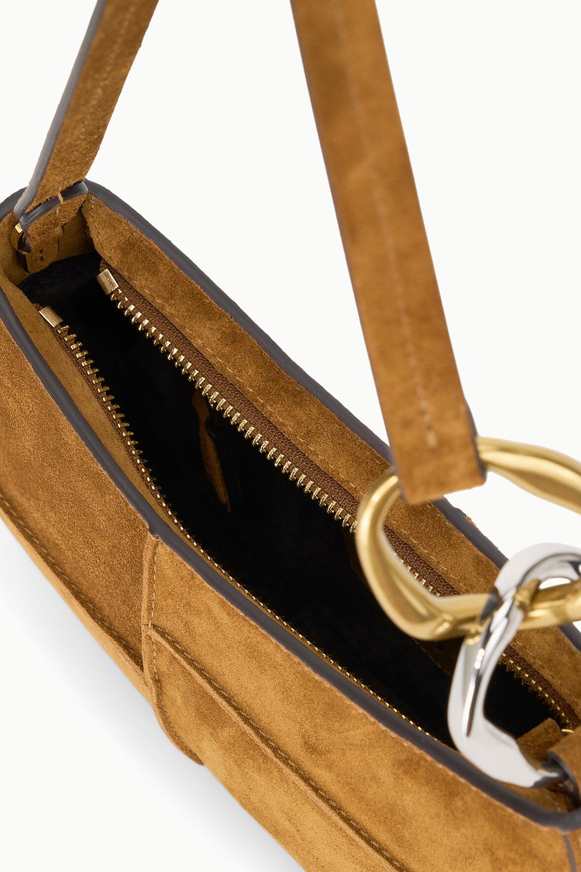 Ollie Bag Tan Patchwork Suede Mini Shoulder Bag - Staud | STAUD Essential